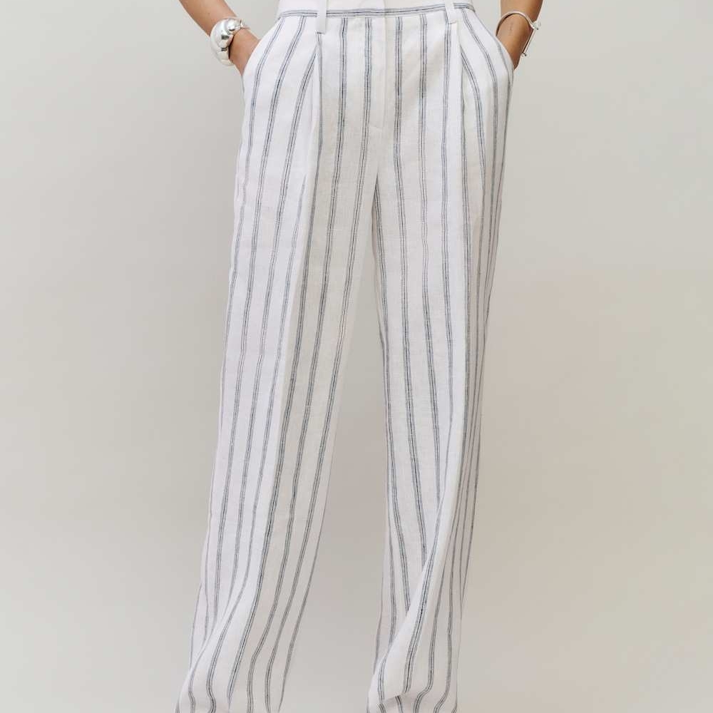 Petites Alex Linen Mid Rise Pant